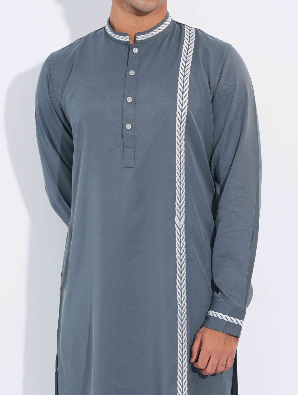 Slate grey embroidered panjabi