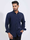 Deep Blue classic point collar remi cotton solid Shirt