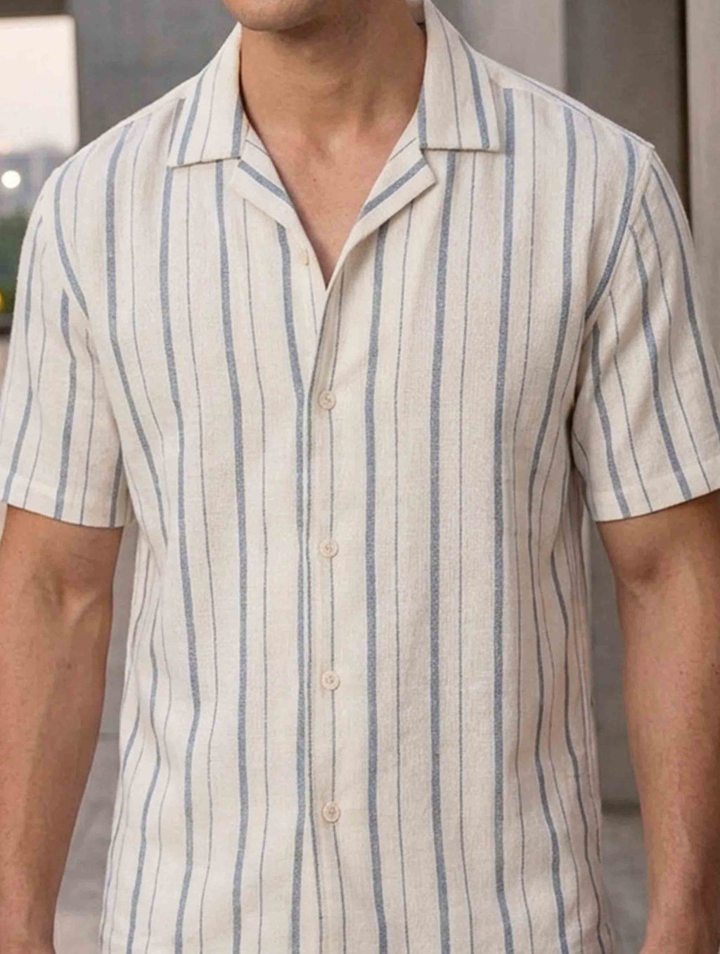 Cream Sky Stripe Remi Cotton Havana Shirt