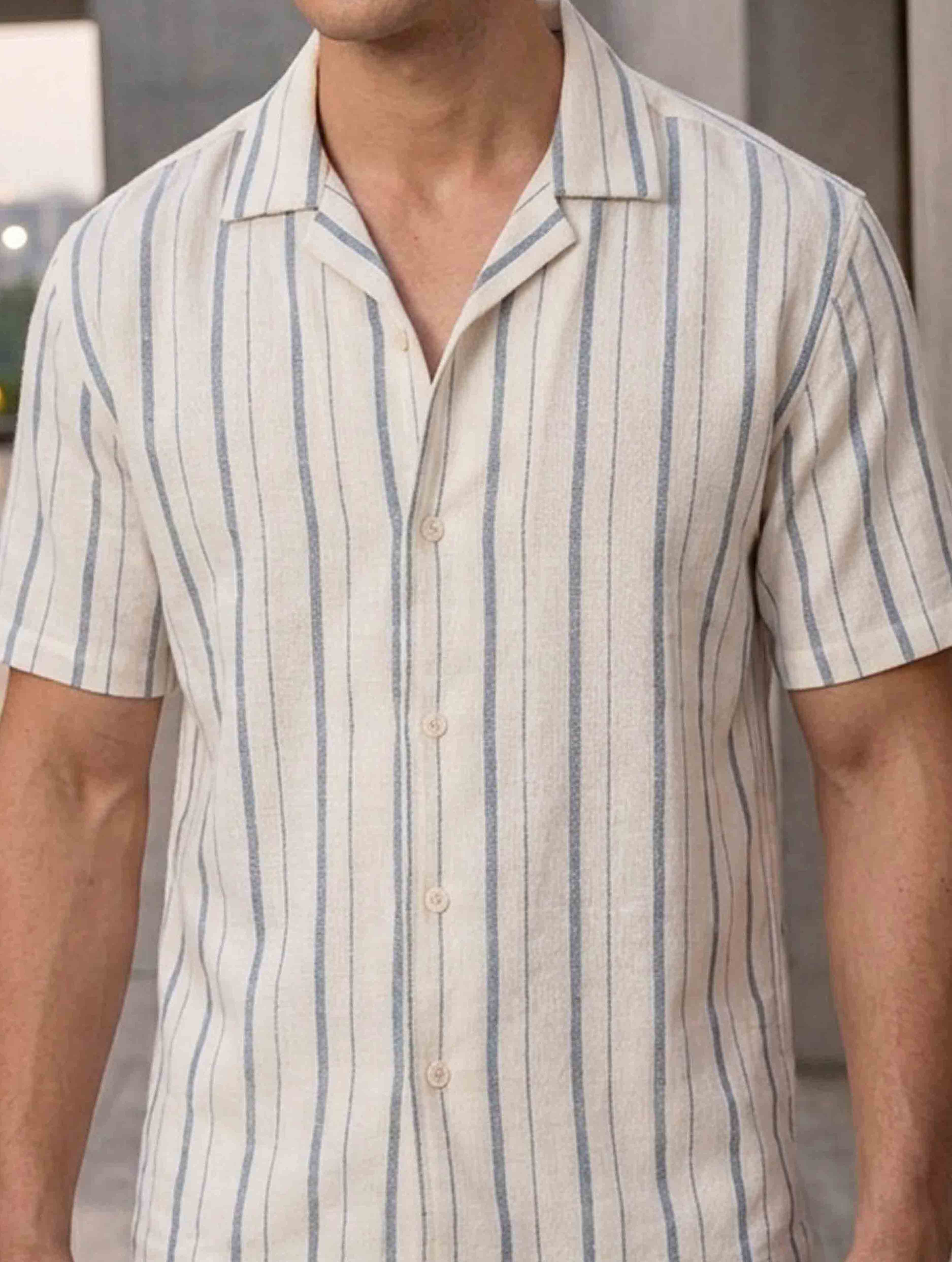 Cream Sky Stripe Remi Cotton Havana Shirt