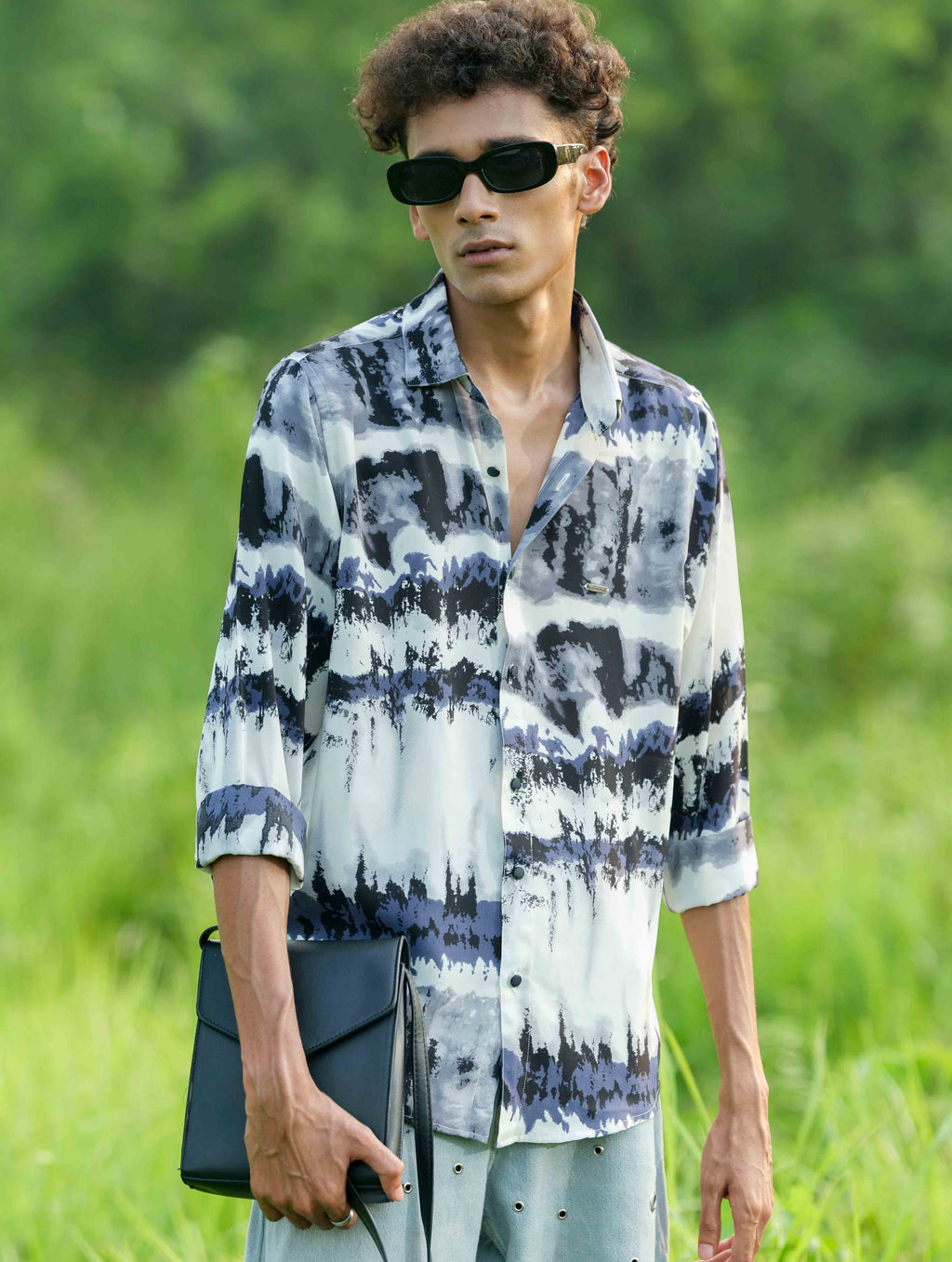 Sky and Blue printed Royal silk full sleeve