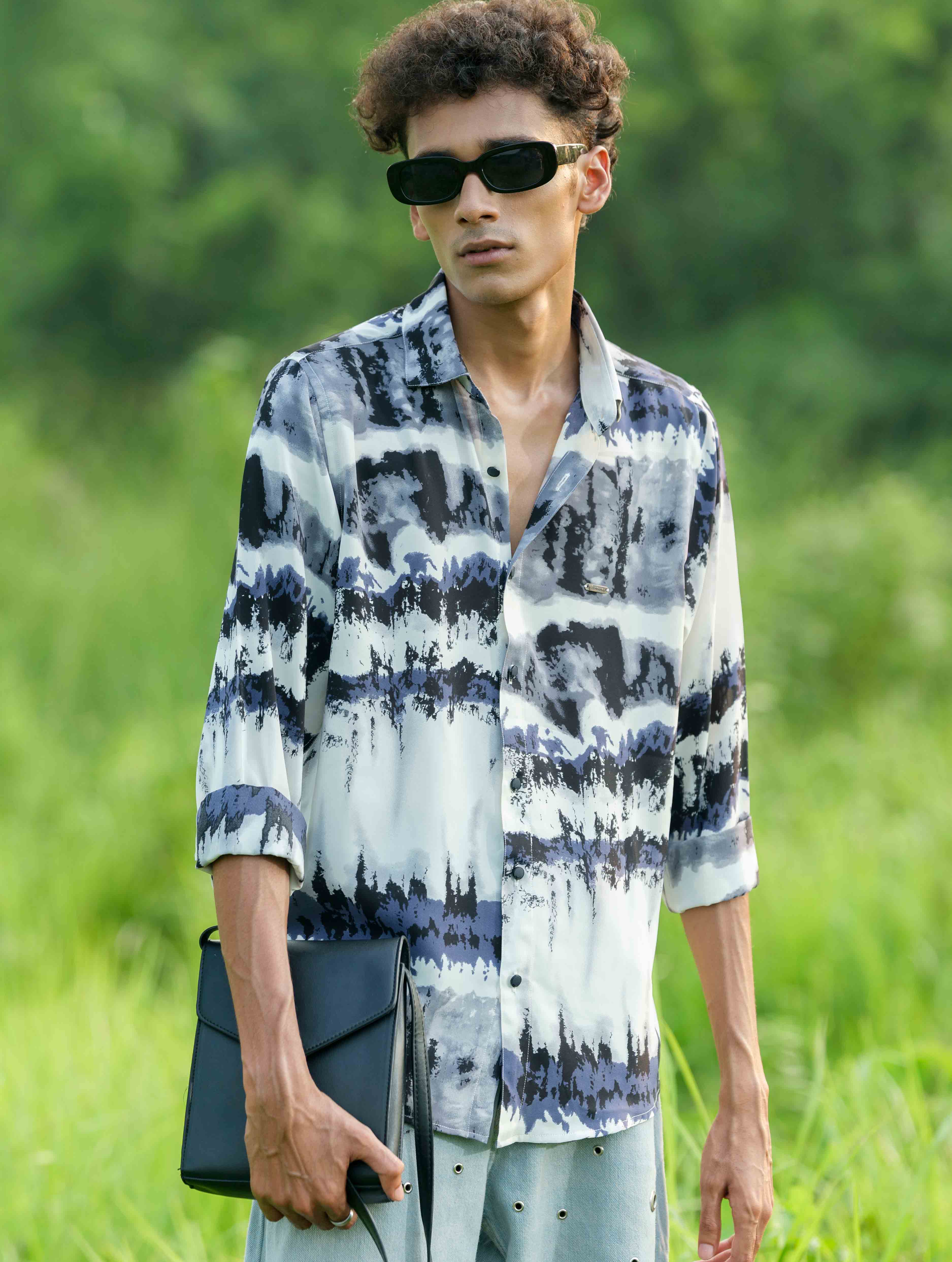 Sky and Blue printed Royal silk full sleeve