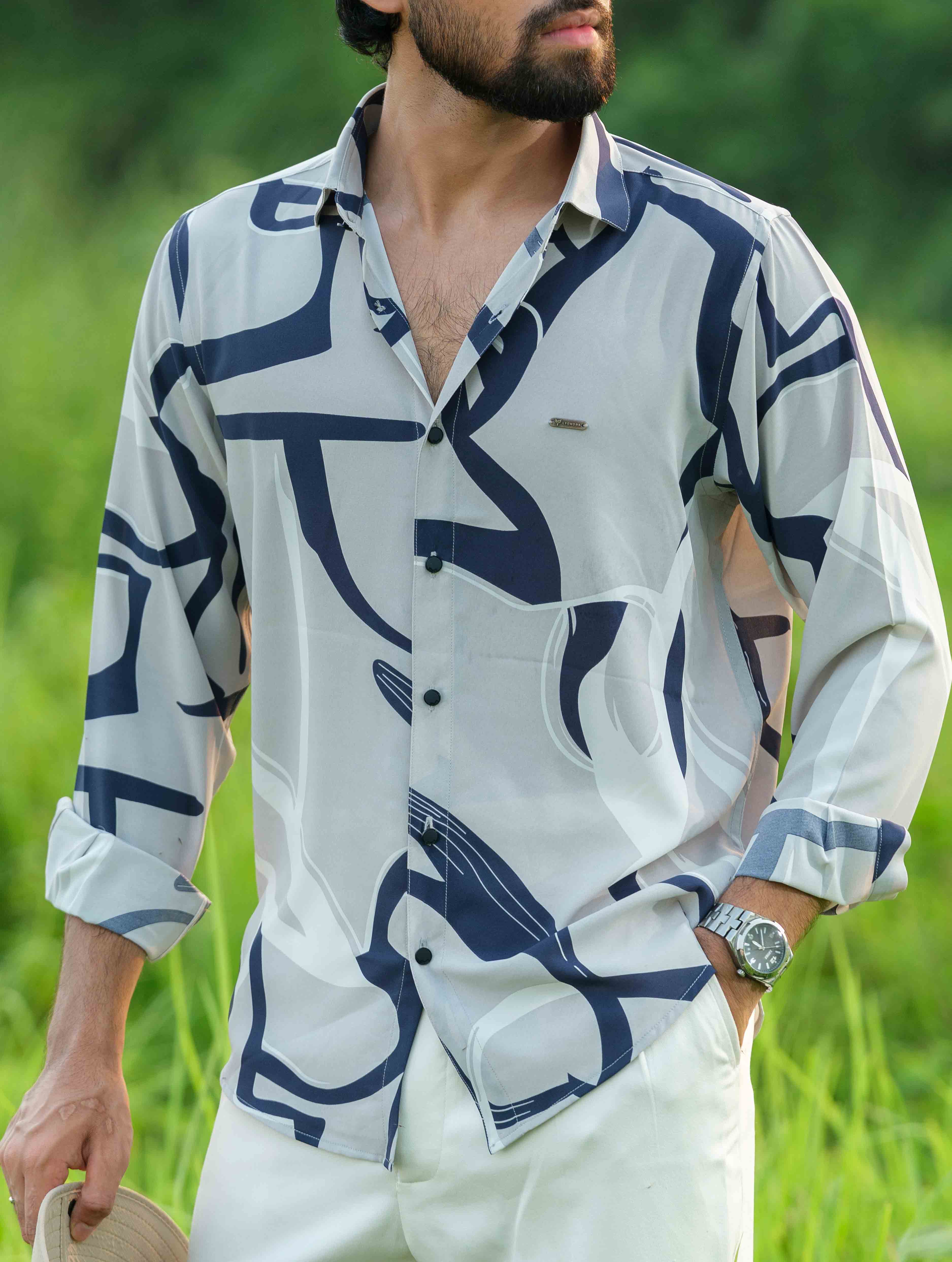 Ash Blue printed full sleeve shirt