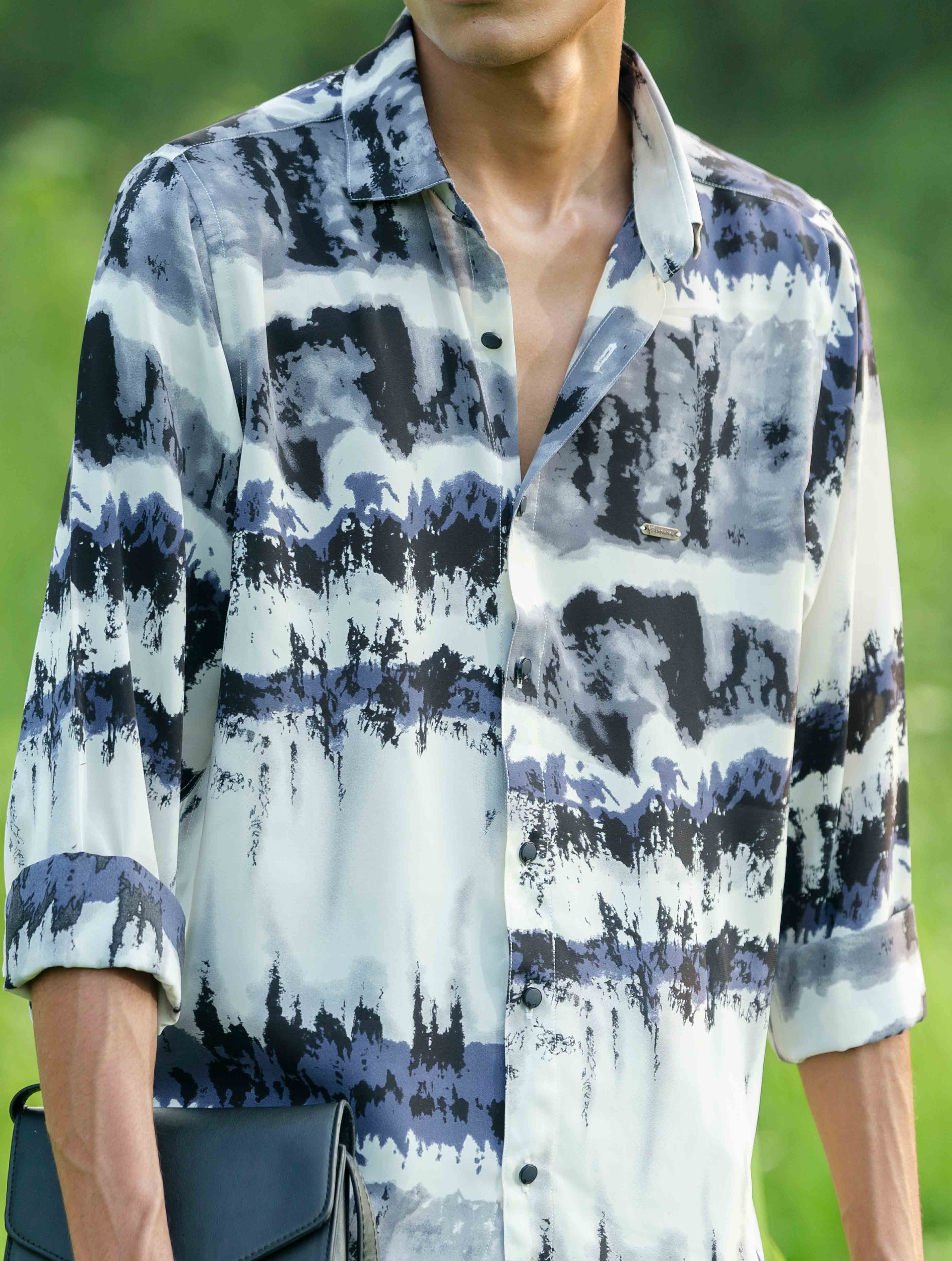 Sky and Blue printed Royal silk full sleeve