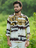 Yellow and marron royal silk full sleeve shirt