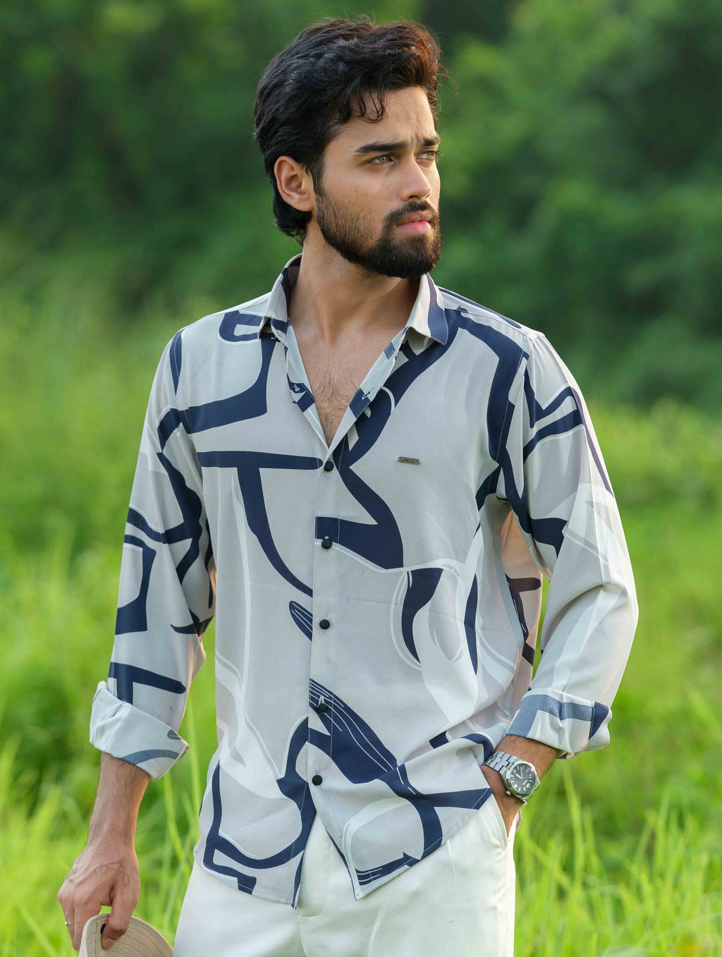 Ash Blue printed full sleeve shirt