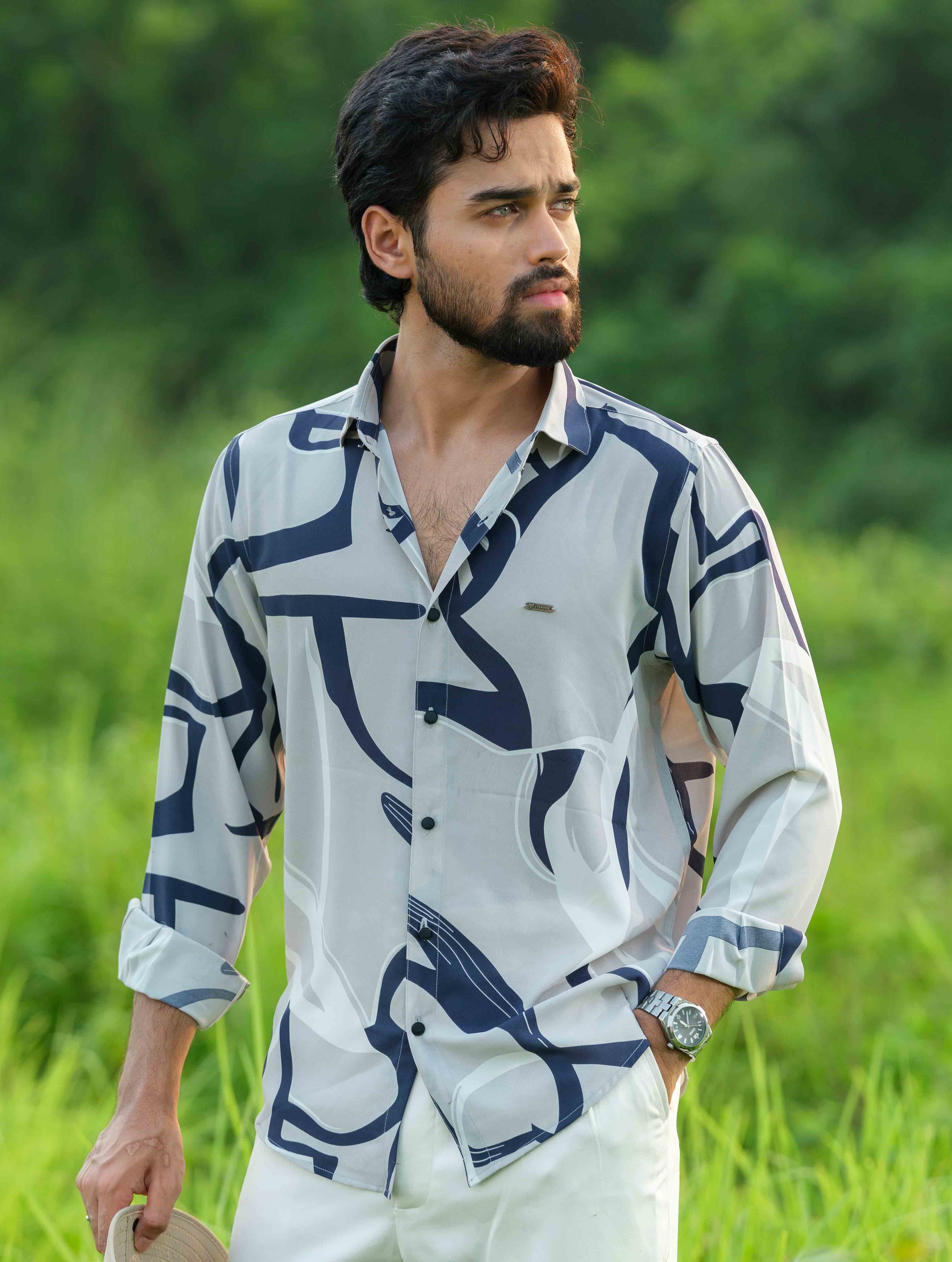 Ash Blue printed full sleeve shirt