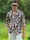 Coffee printed Royal silk full sleeve shirts