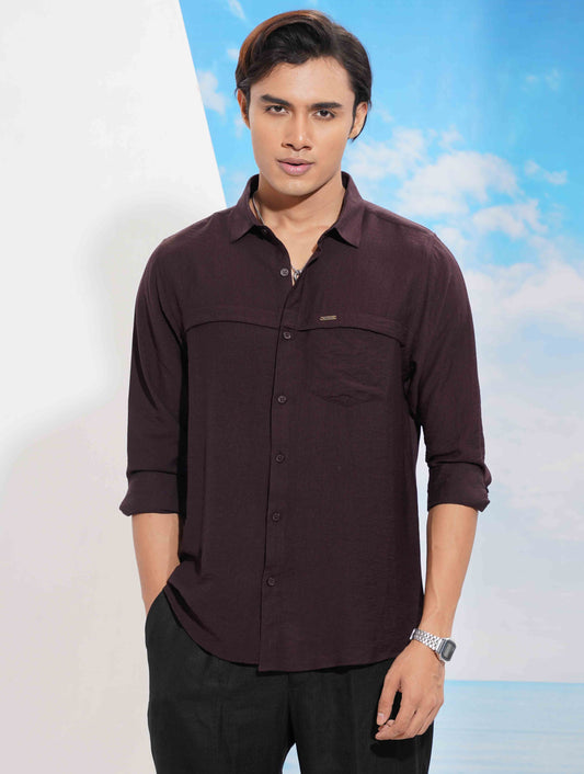Deep Purple Chest Plated Premium Full Sleeve Shirt