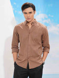 Mocha Brown Solid Remi Cotton Full sleeve Shirt