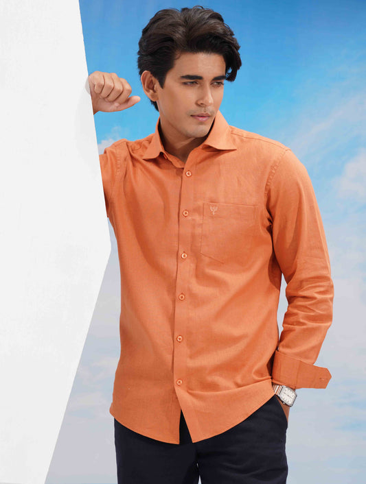 Pumpkin orange classic point collar solid Shirt