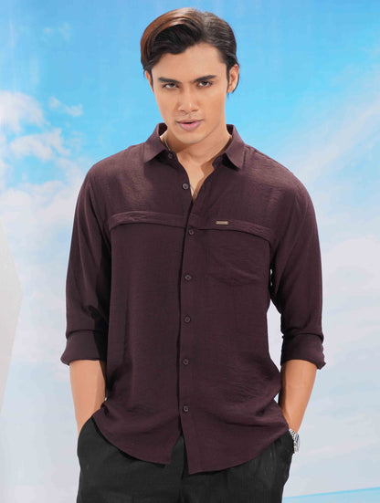 Deep Purple Chest Plated Premium Full Sleeve Shirt