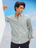 white crocodile green stripe formal shirt