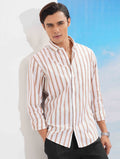 Cream-brown stripe formal full sleeve