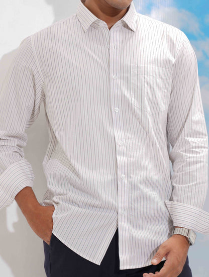 White Double Stripe Formal shirt