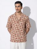 Brown-cream Transverse printed havana shirt