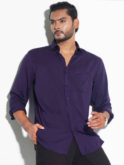 Navy blue color linen shirt