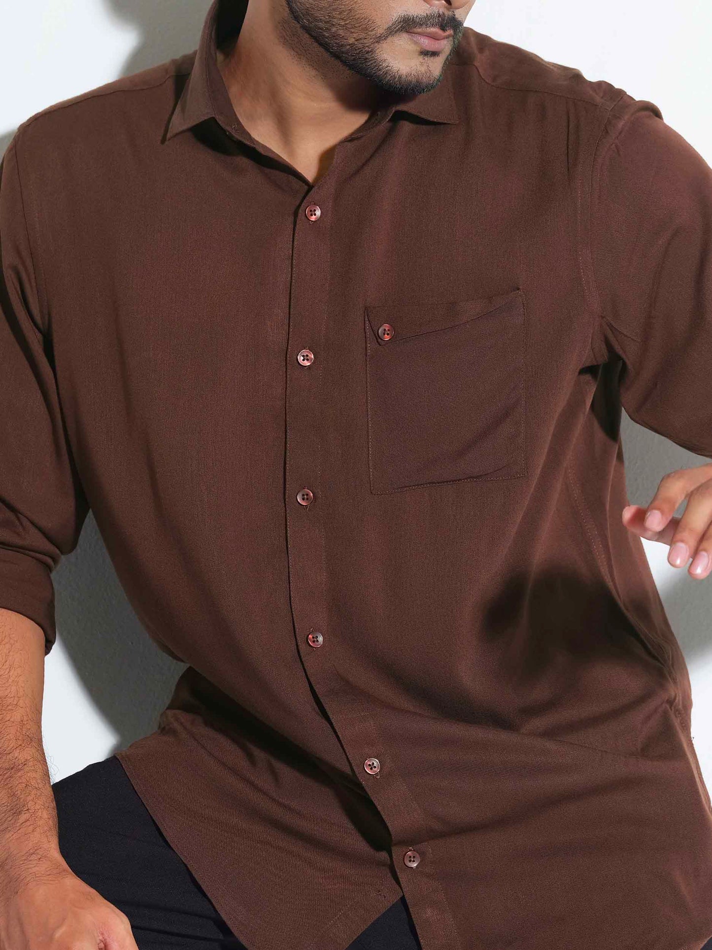 Coffee color linen shirts