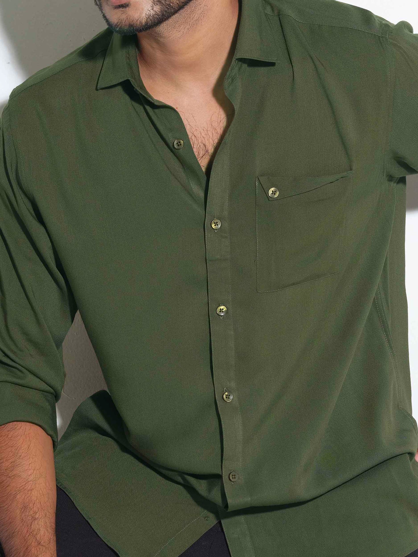 Olive color linen shirt