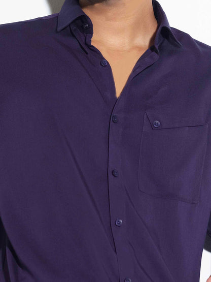 Navy blue color linen shirt