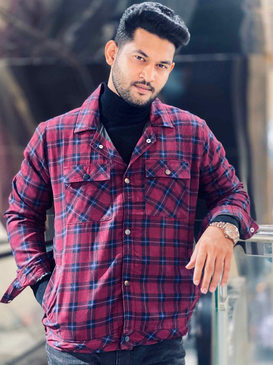 Purplish maroon check jacket