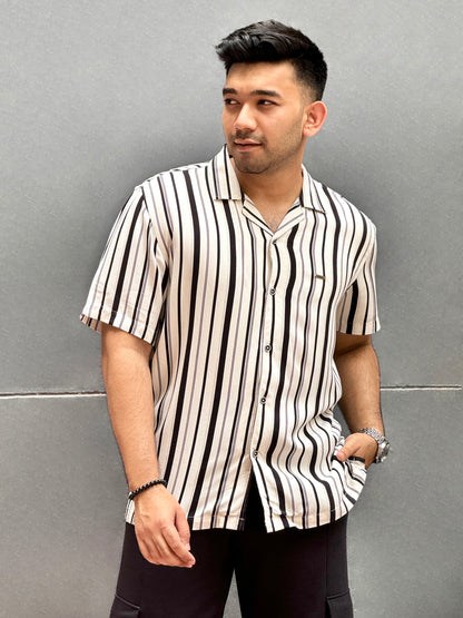 Cream Black stripe linen Havana