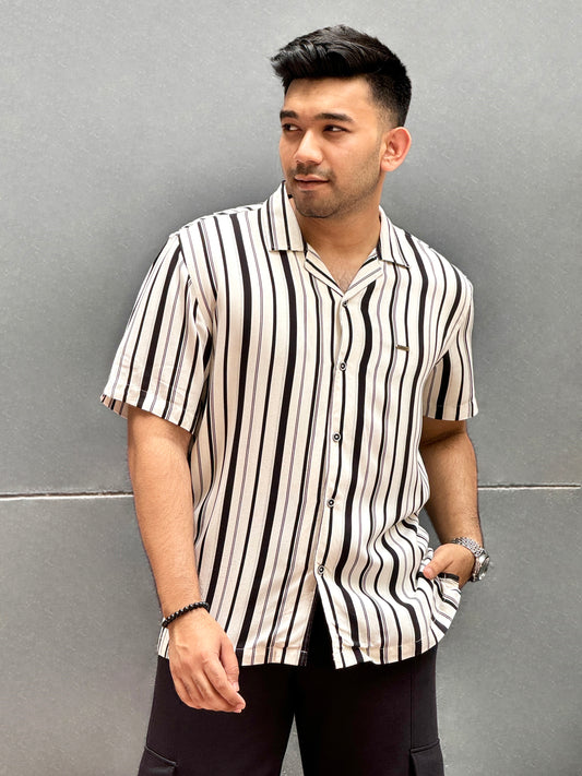 Cream Black stripe linen Havana