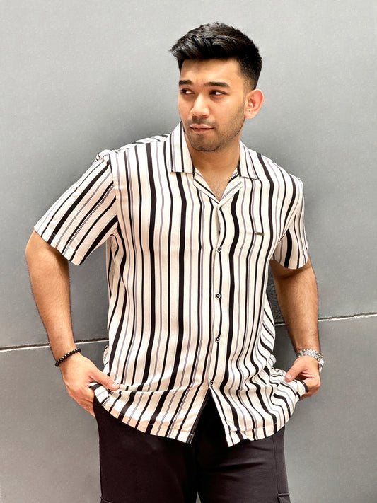 Cream Black stripe linen Havana