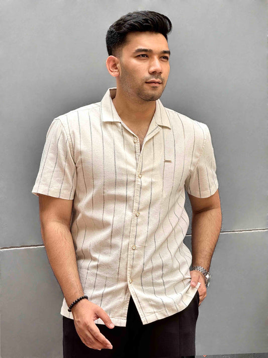 Cream faded stripe texture havana shirt
