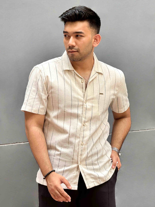Cream faded stripe texture havana shirt