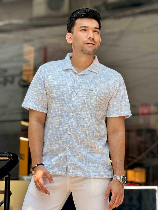 Sky white texture fancy Havana shirt