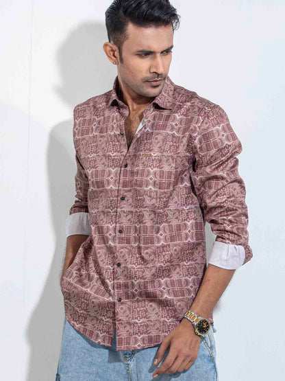 Deep Maroon Printed Premium Full sleeve Shirt