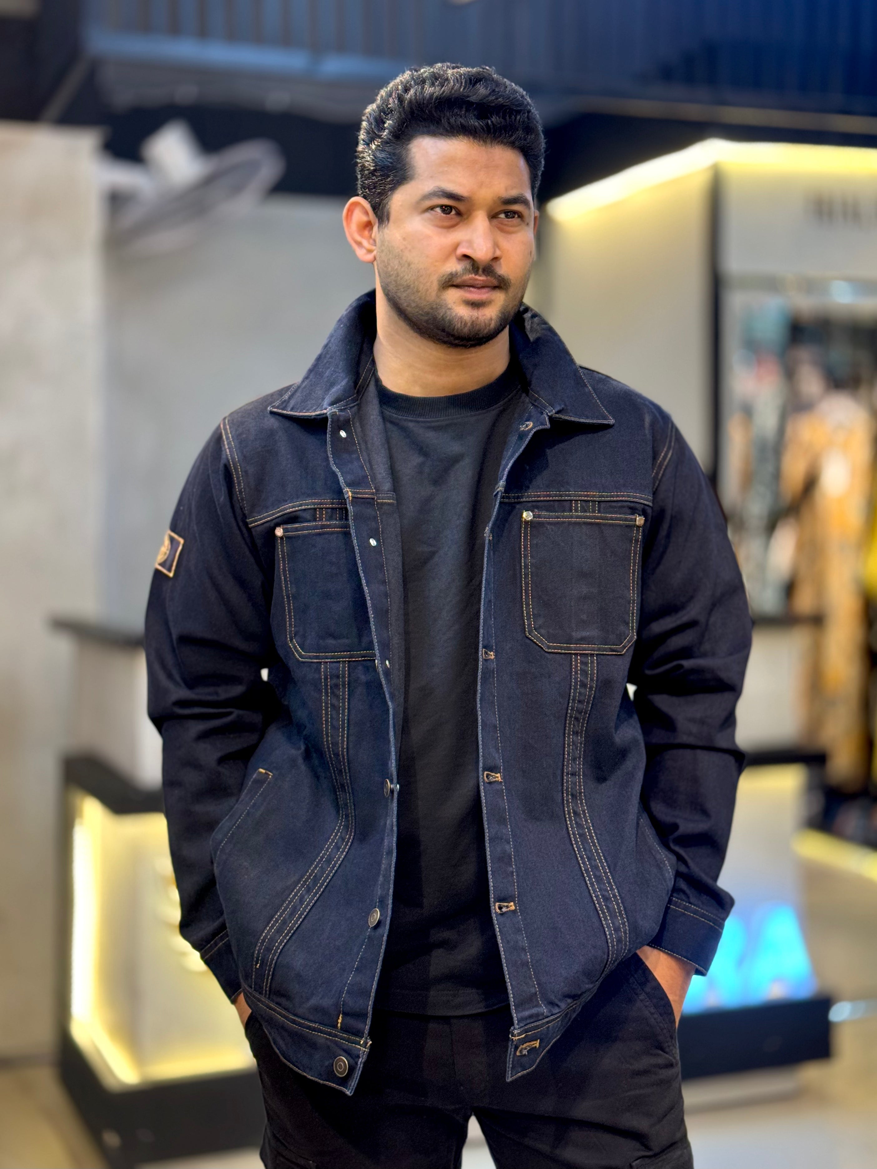 Deep Blue Thread Contrast denim jacket