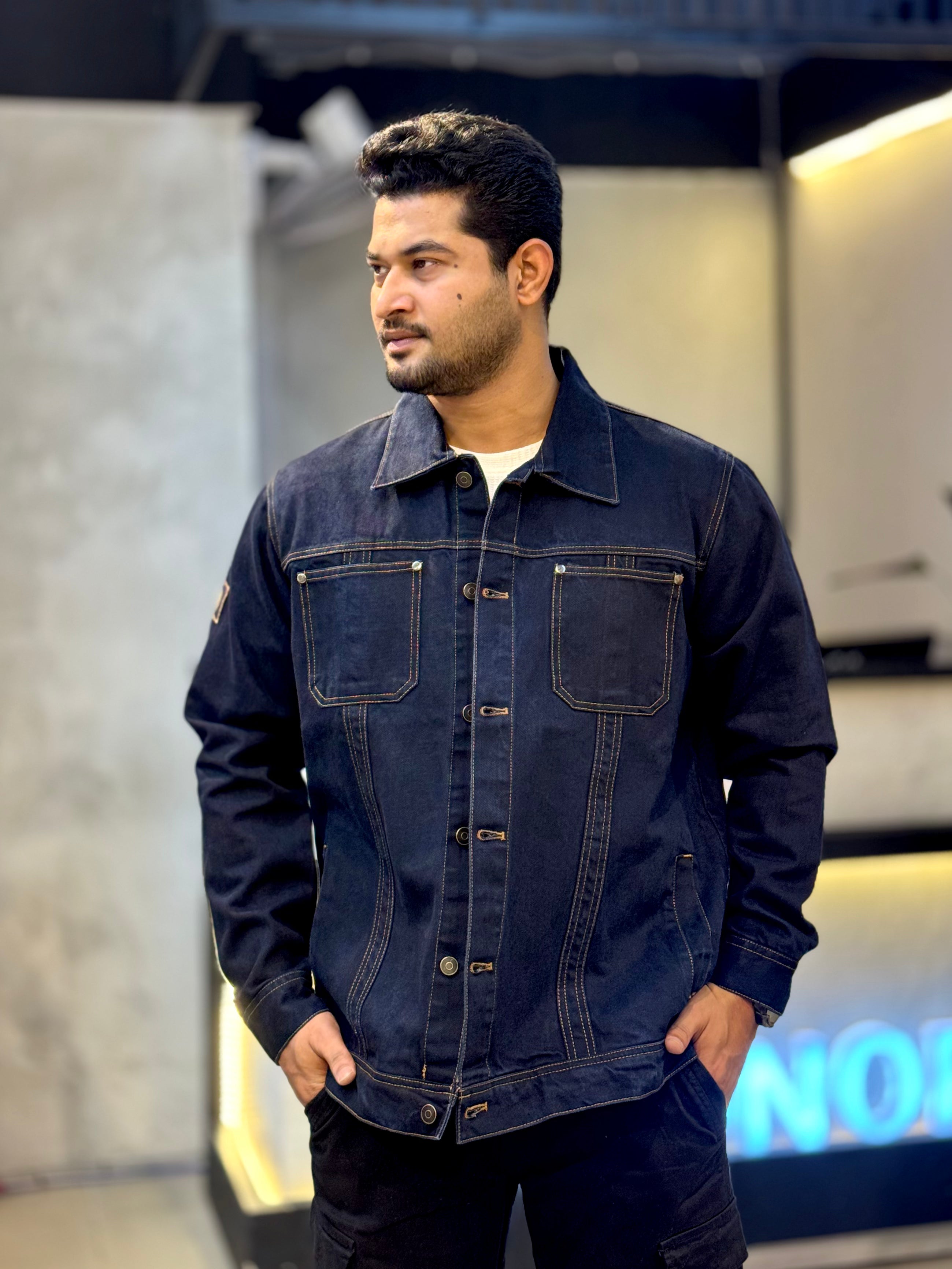 Deep Blue Thread Contrast denim jacket