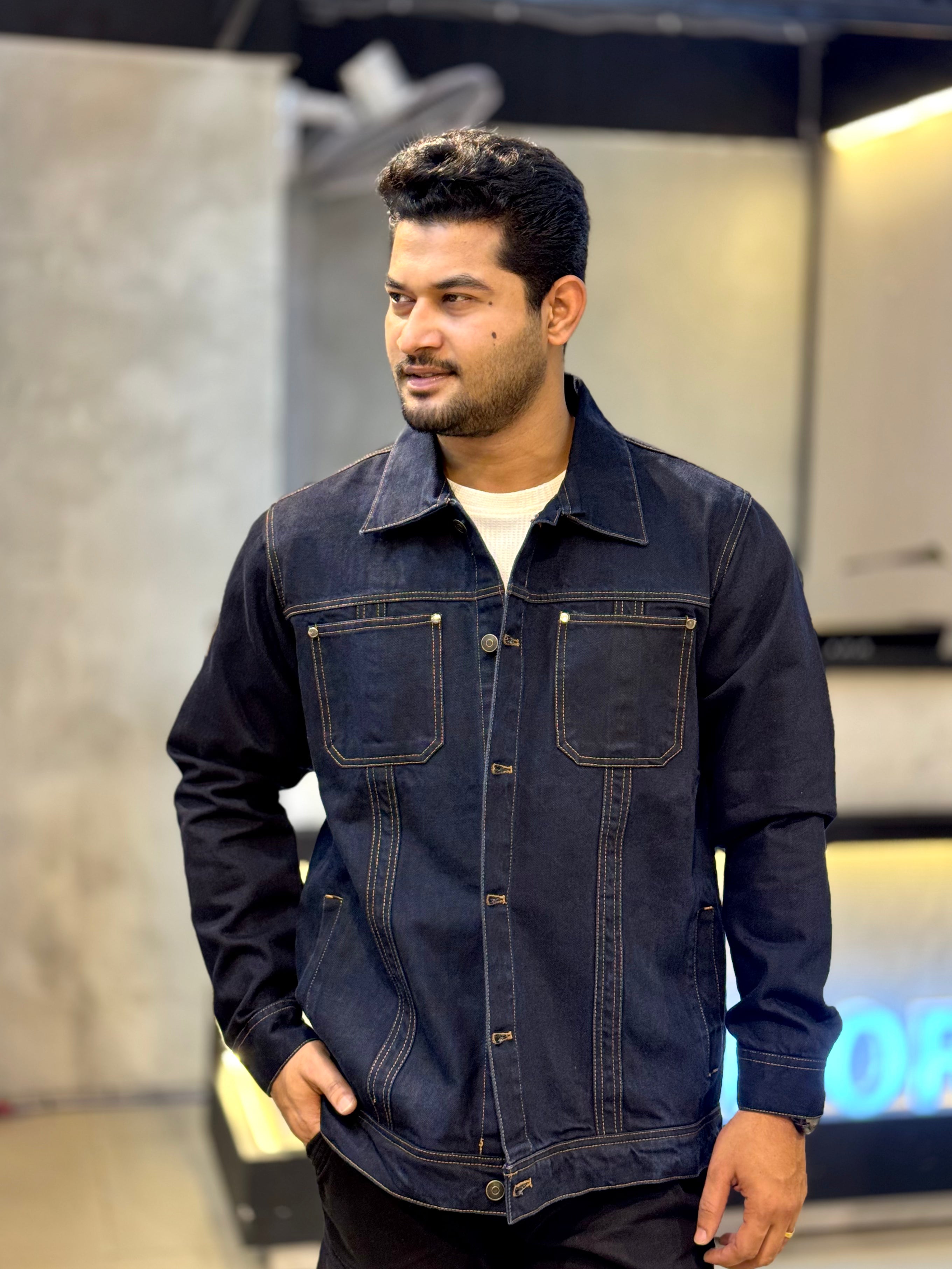 Deep Blue Thread Contrast denim jacket