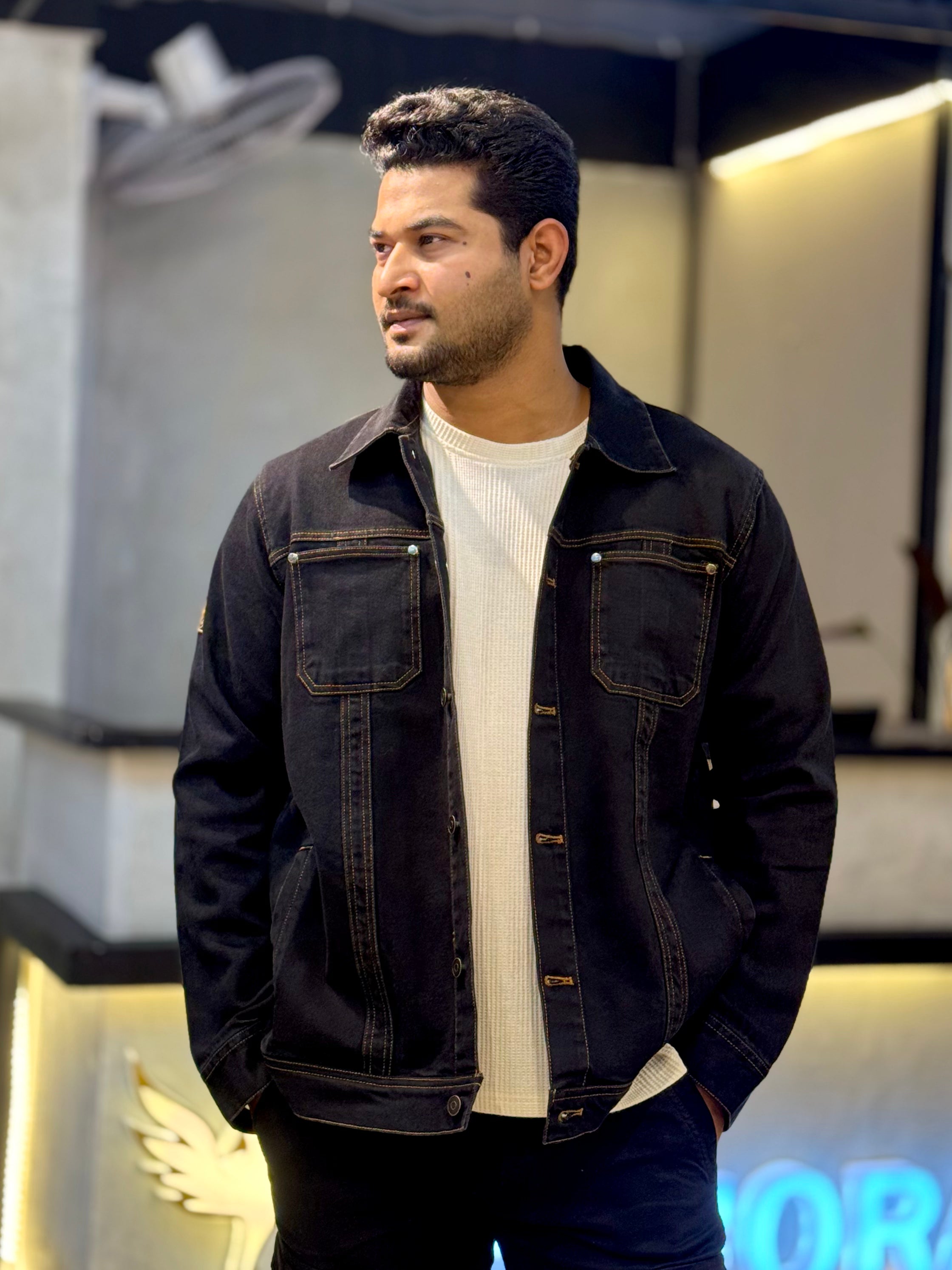 Black Thread Contrast denim jacket