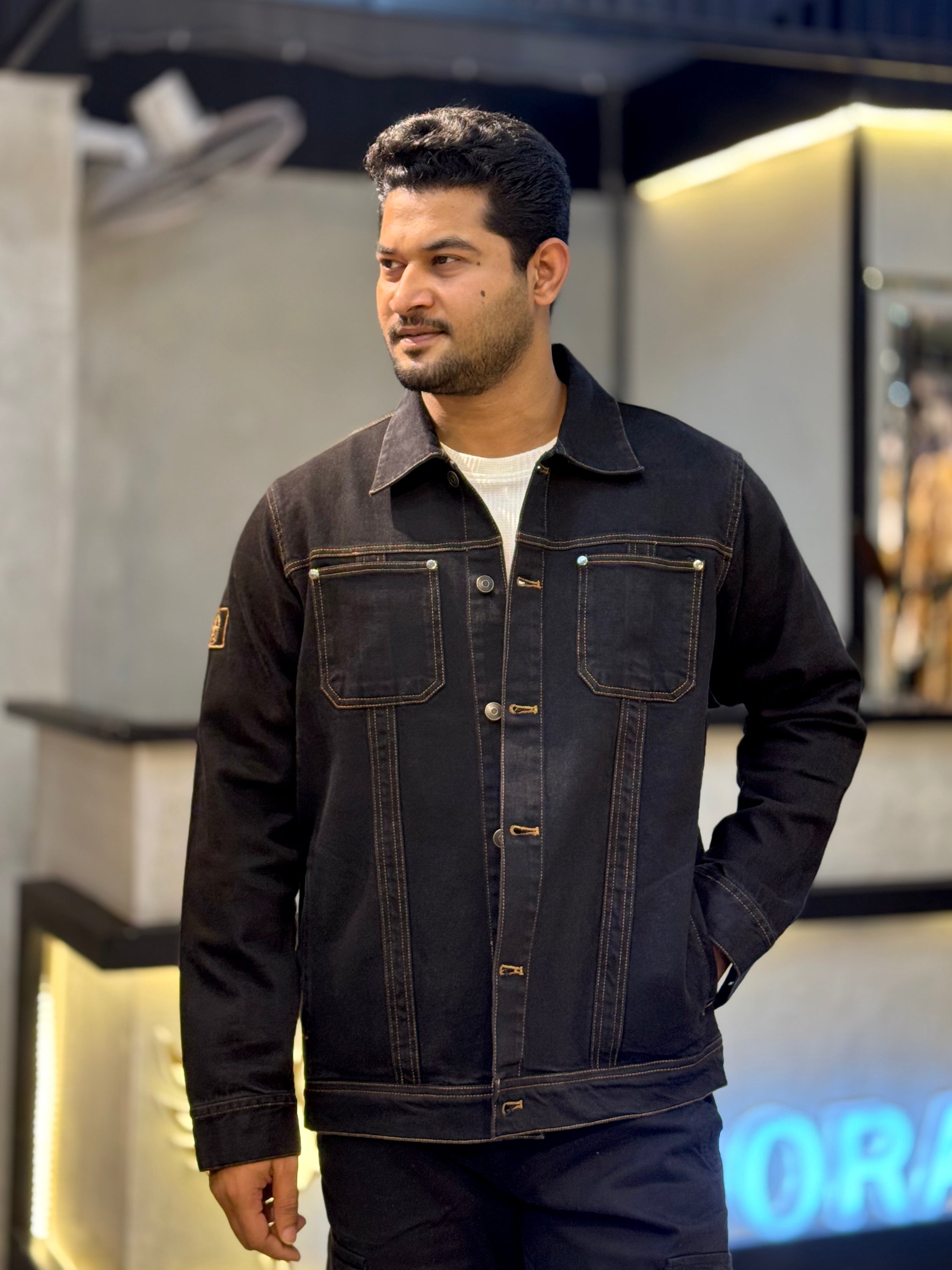 Black Thread Contrast denim jacket