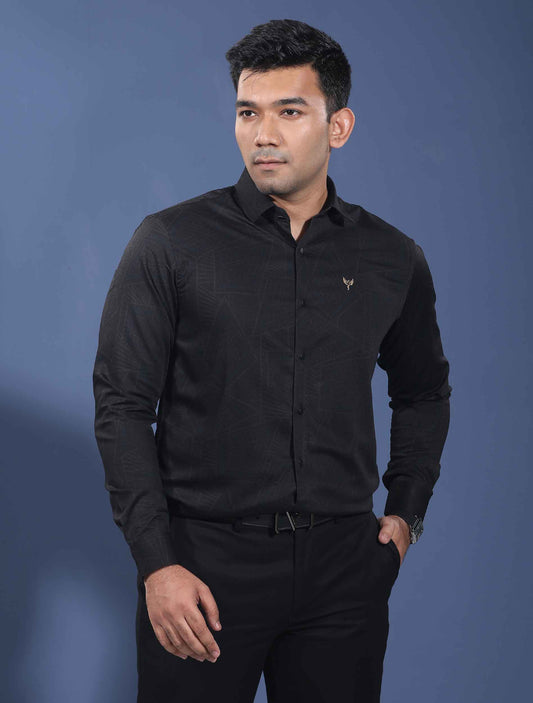 Black abstract bamboo silk premium shirt