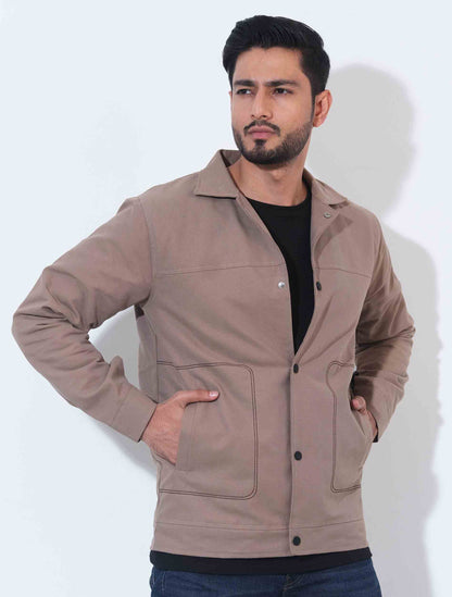 Beige black thread cashmere fabric premium jacket