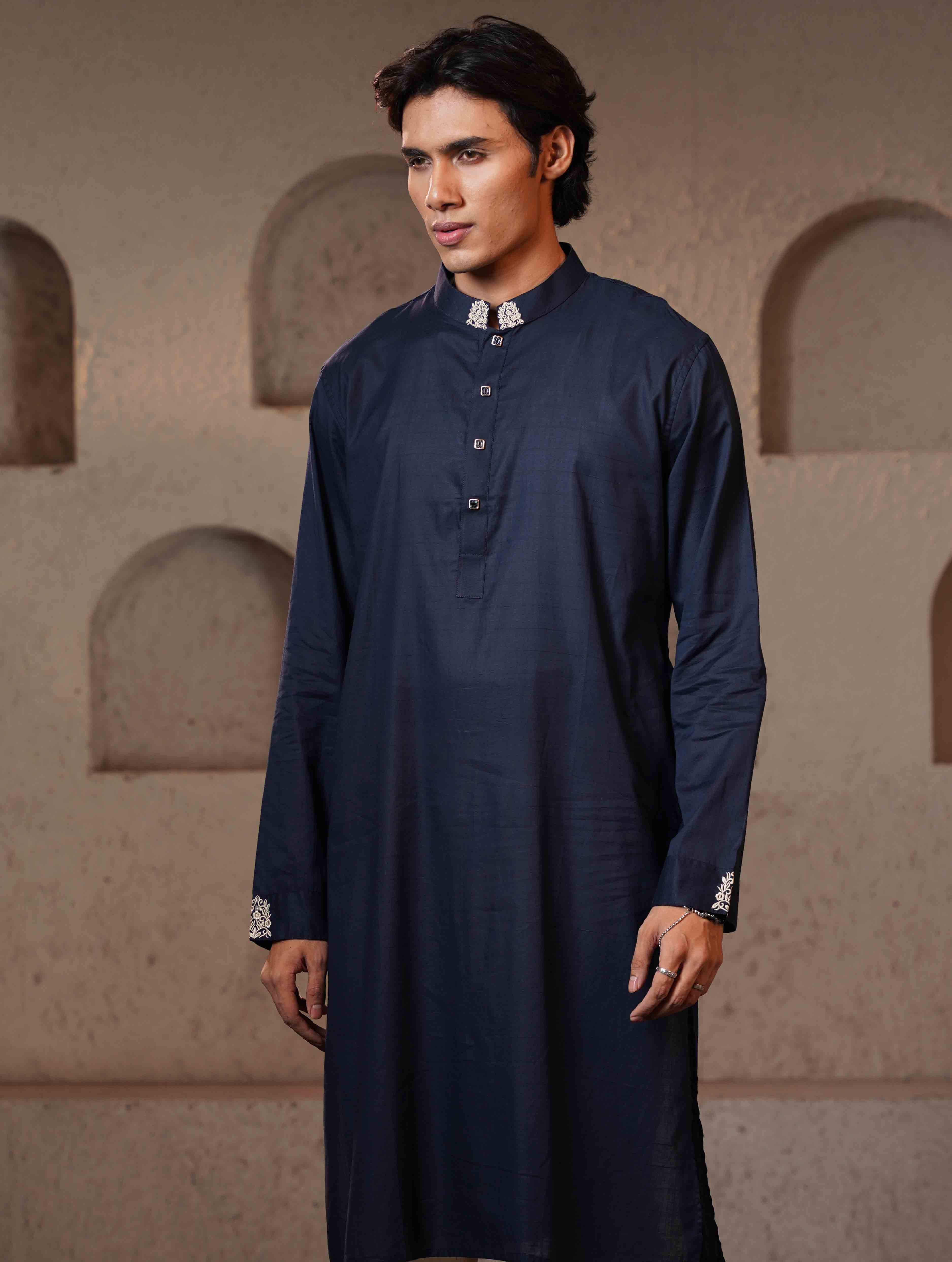 Deep Blue Embroidery premium Panjabi