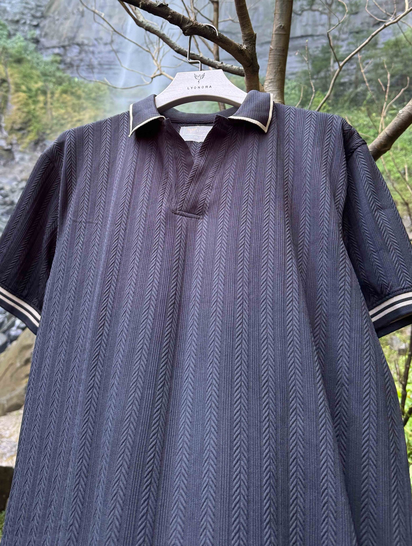 Raven Black Texture Premium Polo
