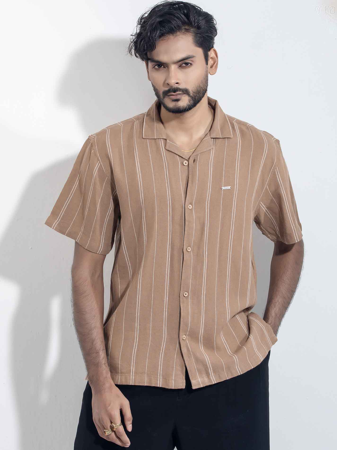 Burnt orange white stripe Havana shirt