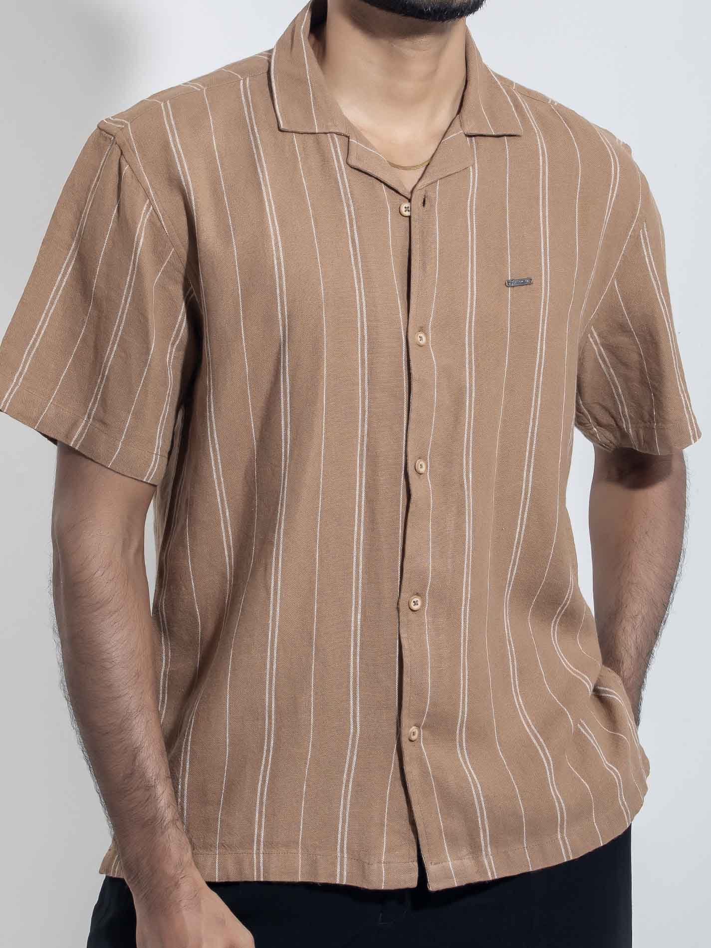Burnt orange white stripe Havana shirt