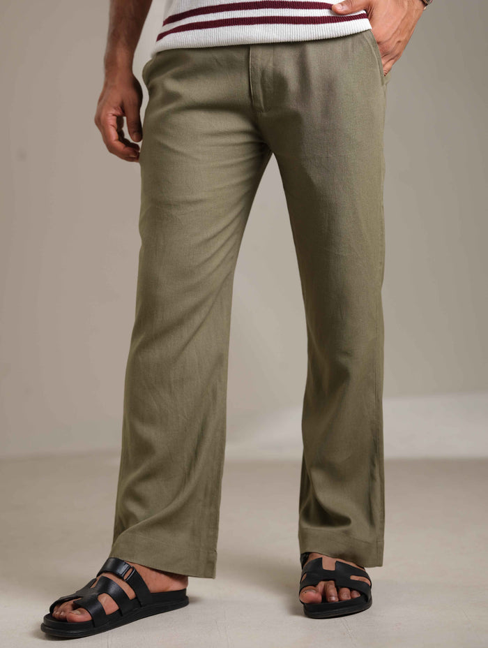 Olive Color Remi Cotton Bootcut Pant