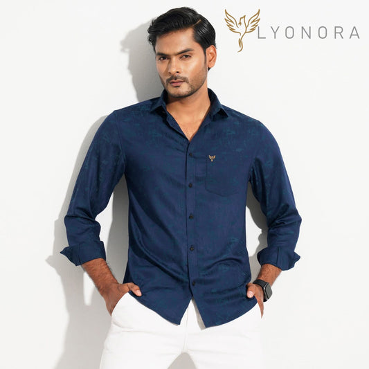 Greenish blue stripped bamboo silk full sleeve shirt