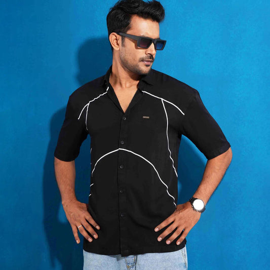 Black circle printed drop shoulder shirt