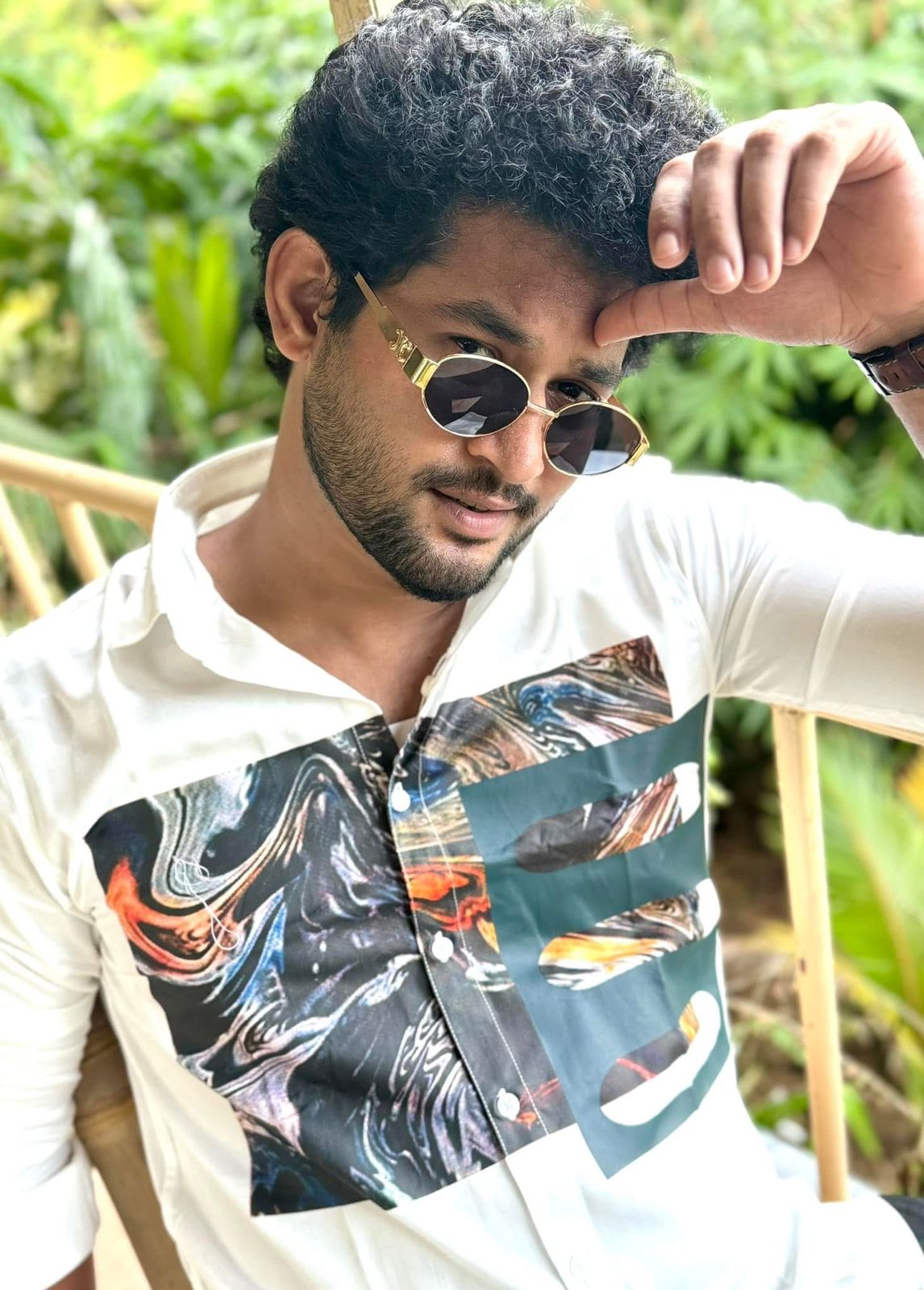 White 3D chest Printed full sleeve shirt