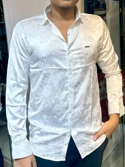 White Rose printed premium fancy full sleeve shirt