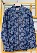 Blue Flower Printed full zipper jacket
