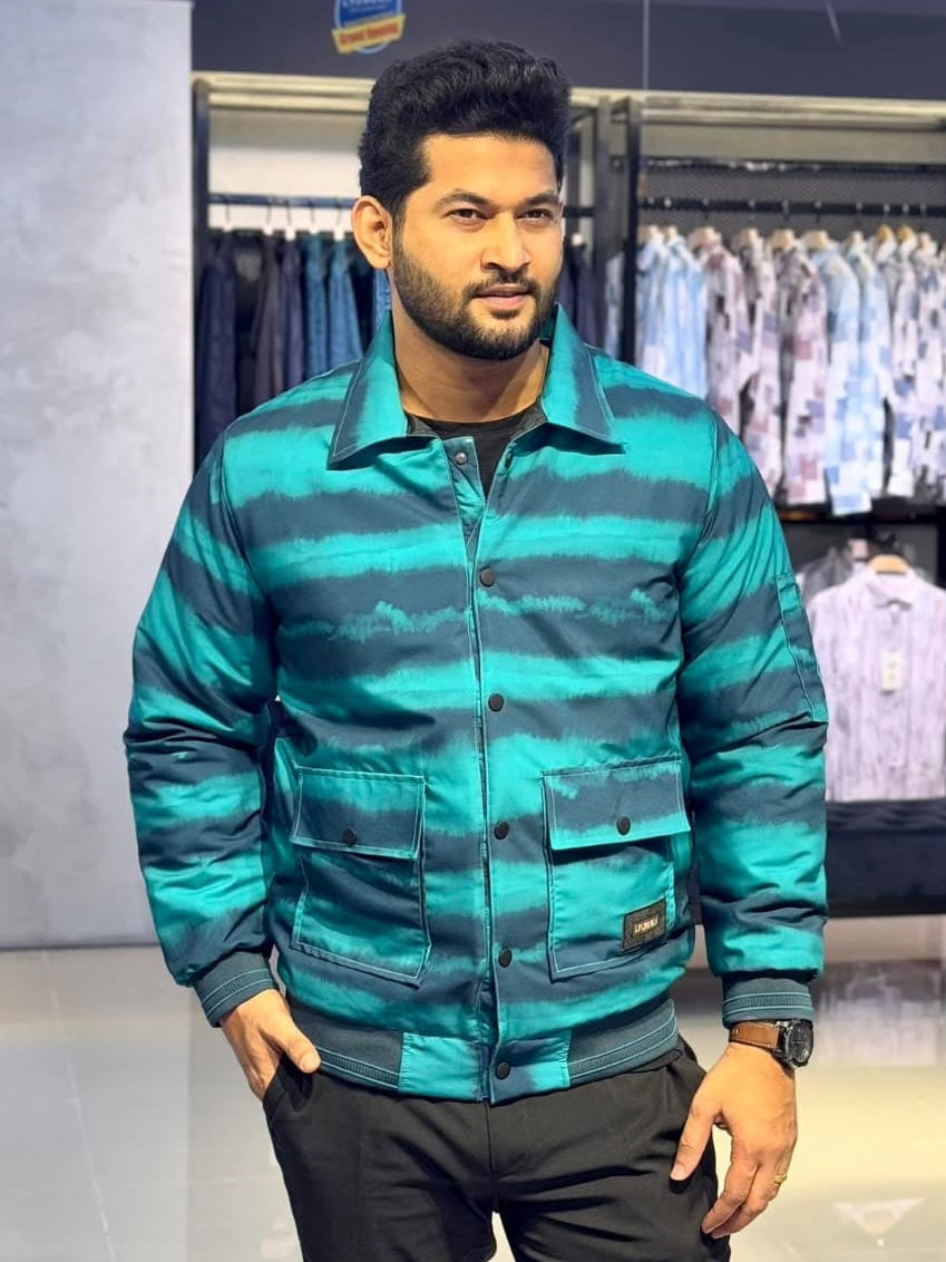 Spring green color wave pattern premium jacket